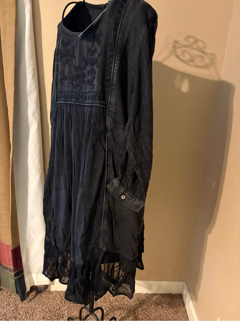 Young Threads Embroidered Black Long Sleeve Tunic Dress with lace - Picture 3 of 4